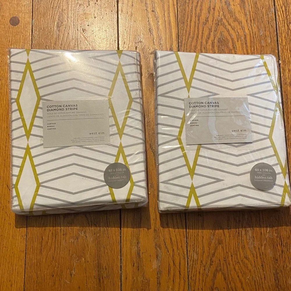 West Elm Cotton Canvas Curtain with Geometric Pattern